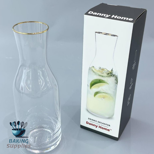 Elegant Glass Bottle with Gold Rim – 27.6 cm