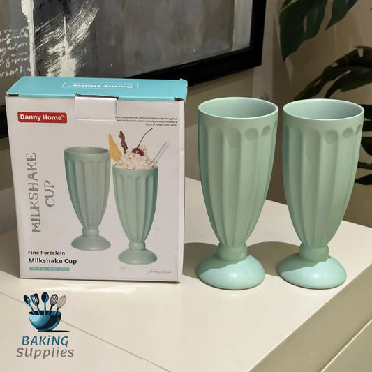 Fine Porcelain Ice Cream Cups – Green and purple (Set of 2)