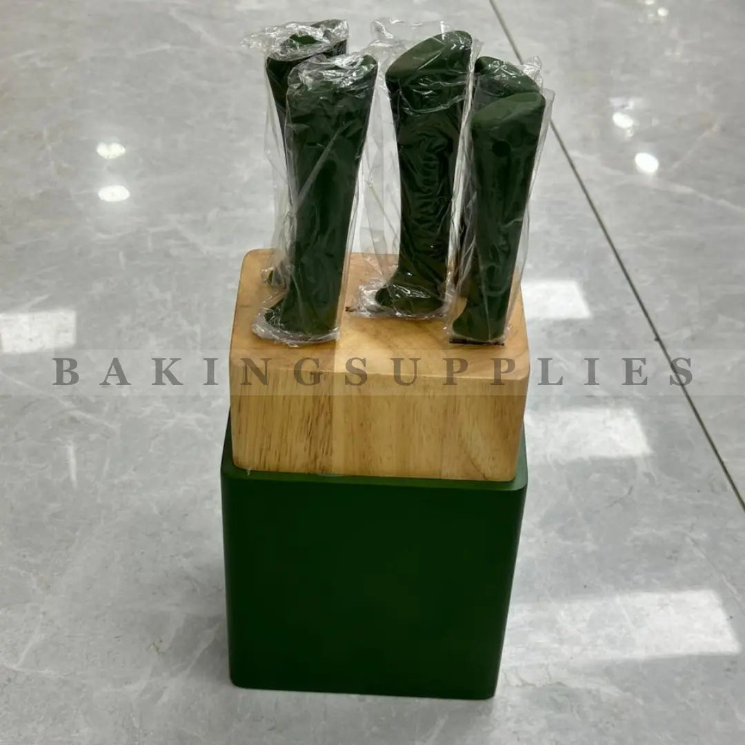 5 Piece Stainless Steel Kitchen Knife Set with Wooden Stand