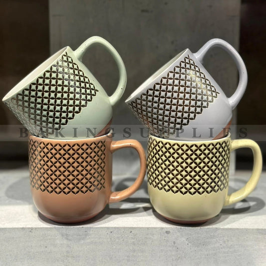 Geo Bloom Pastel Ceramic 4-Pc Mug Set