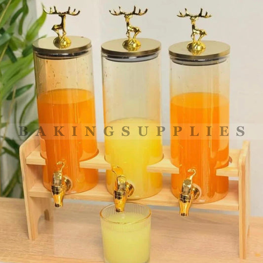 Glass Jar Water Cooler with Wooden Stand