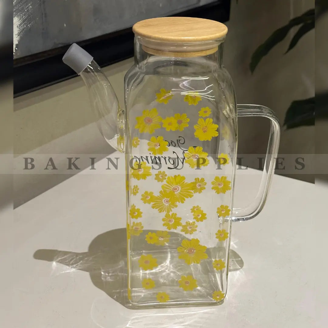 Glass Oil Bottle with Wooden Lid