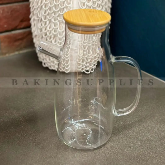 Glass Oil Dispenser with Wooden Lid | 1000ml