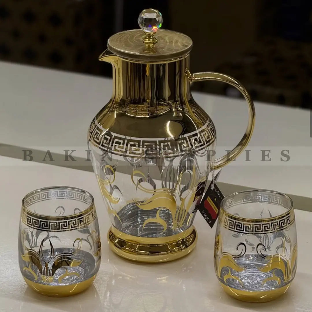 Gold Design Glass Water Set 7 Pieces