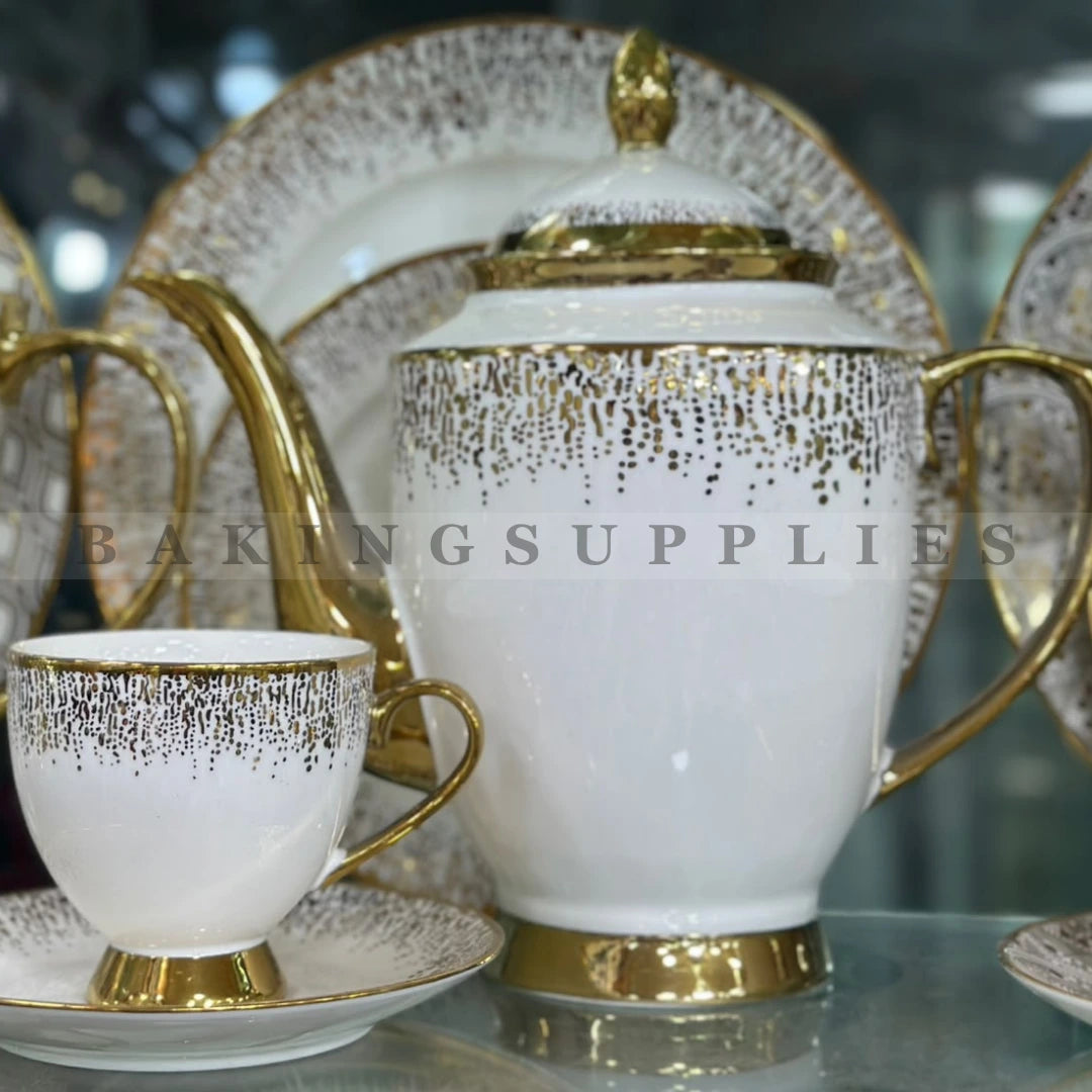Gold Speckle Ceramic Tea Set 24 Pieces