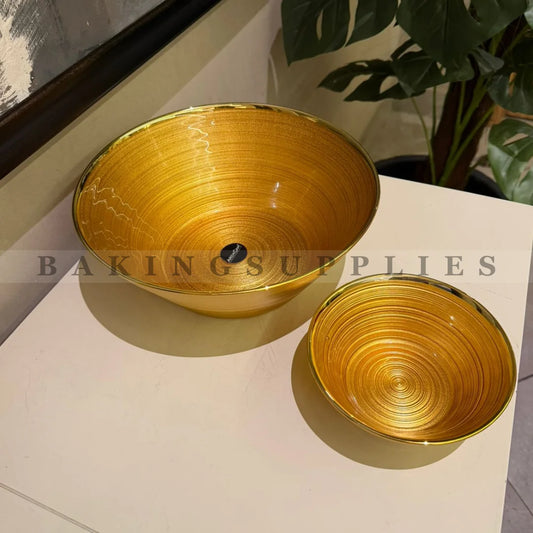 Golden Dessert Bowl Set with Gold Rim