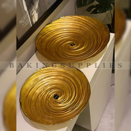 Golden Spiral Ceramic Platter – Elegant Serving Dish