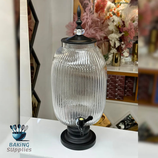 Grandeur Tall Ribbed Glass Beverage Dispenser