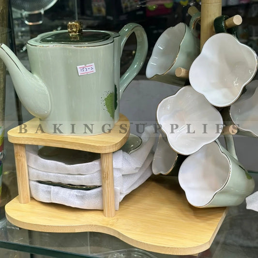Ceramic Porcelain Tea Set 14 Pieces with Tray