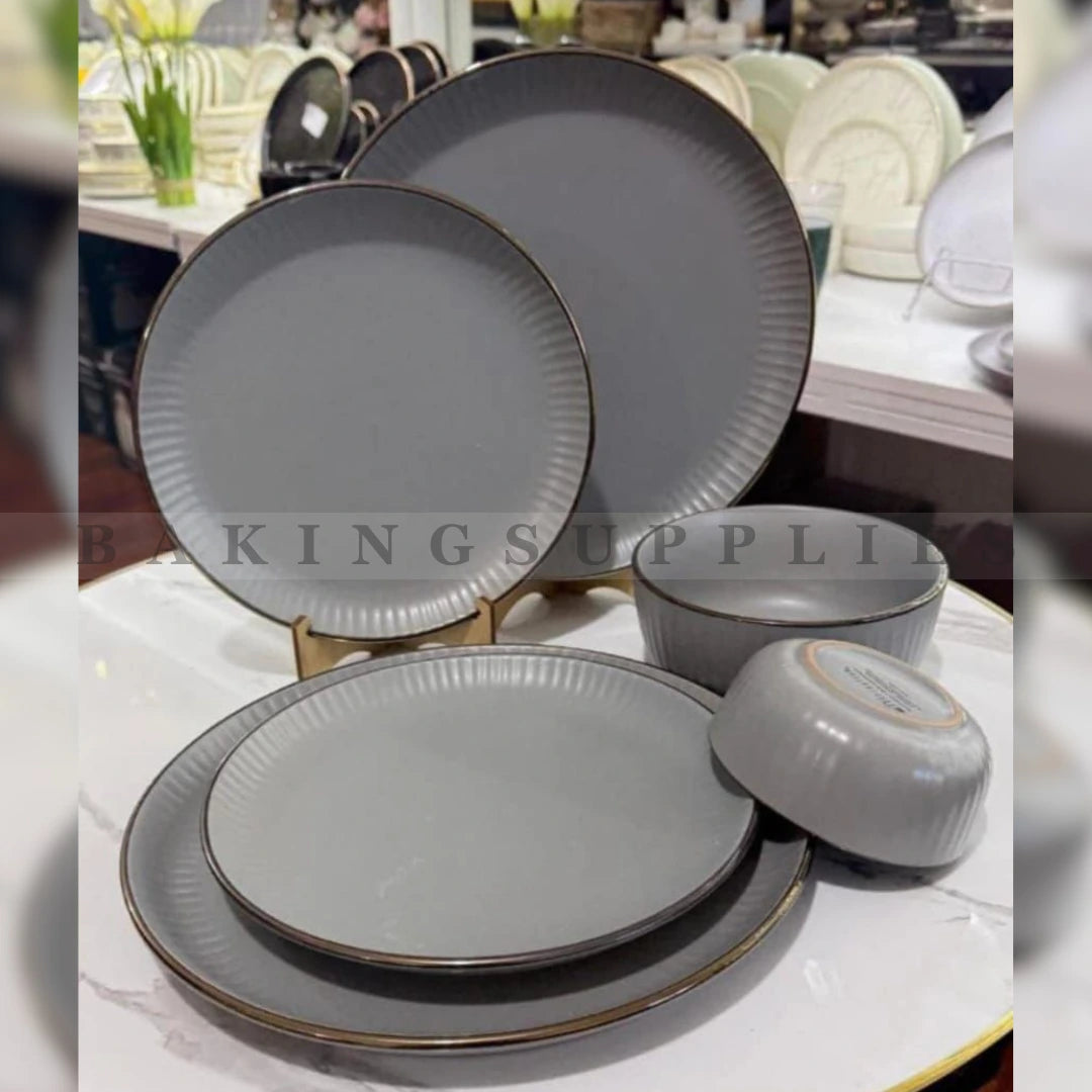 Grey Ceramic Breakfast Set 16 Pieces | Serves 4