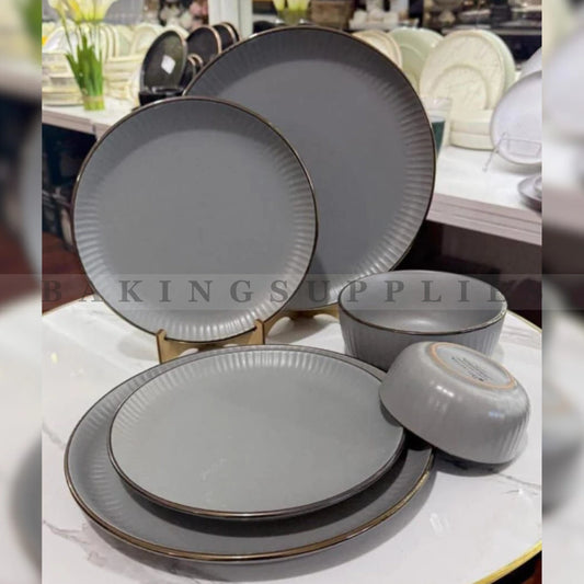 Grey Ceramic Breakfast Set 16 Pieces | Serves 4