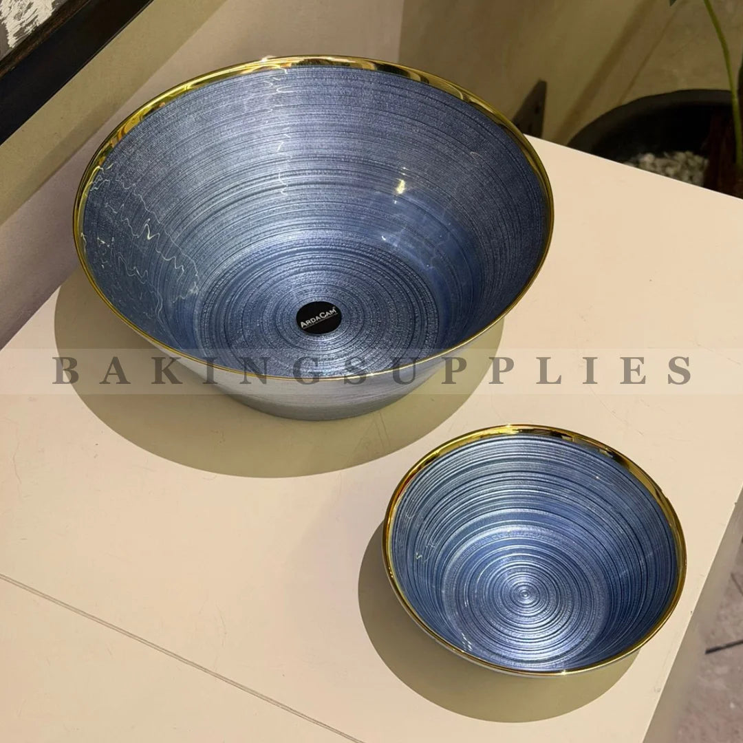 Grey Dessert Set with Gold Rim – Elegant Dessert Bowl Set