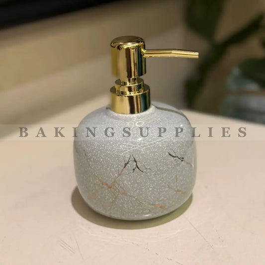 Marble Effect Ceramic Soap Dispenser with Gold Pump