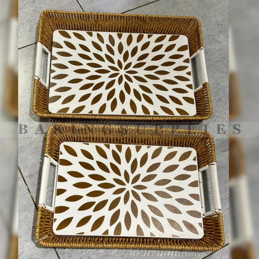 Handwoven Rattan Serving Basket Set of 2