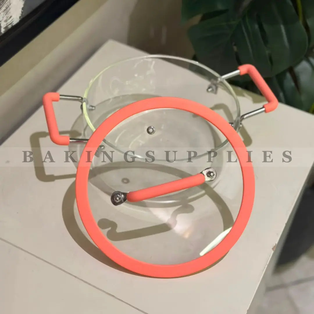 Heat Resistant Glass Handi with Lid and Rubber Handles