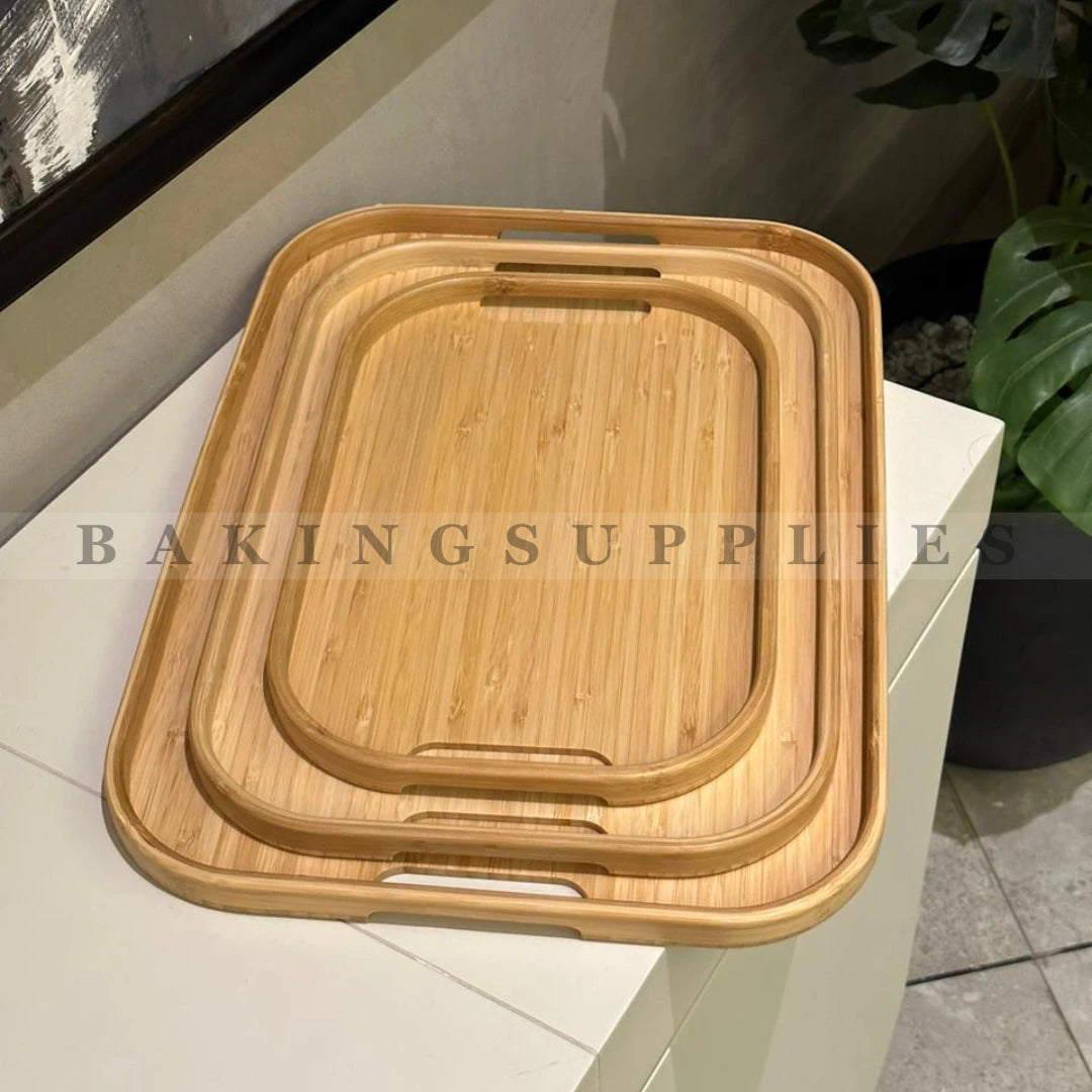 High Quality Set of 3 Bamboo Serving Trays - Available in 3 Styles