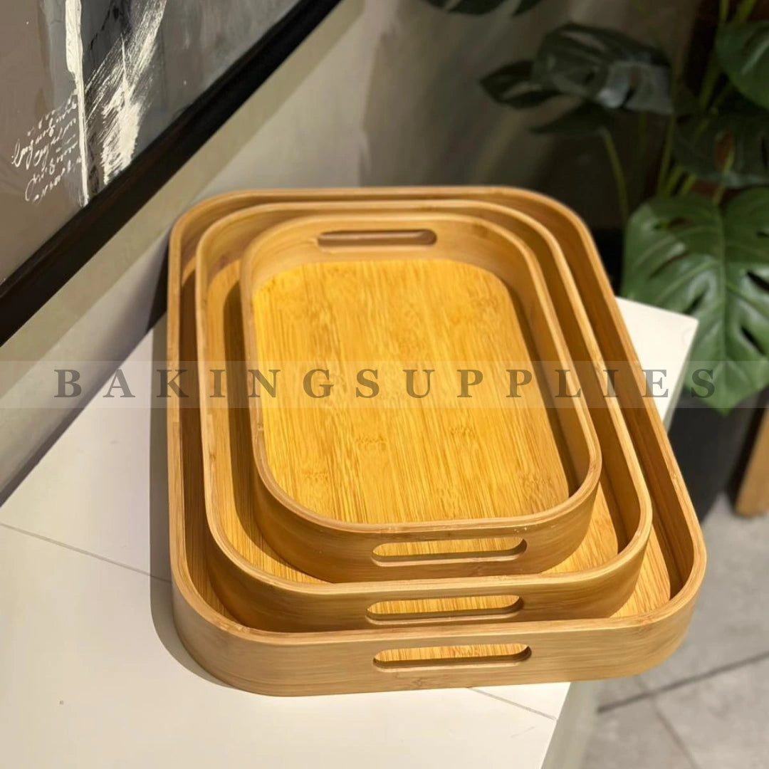 High Quality Set of 3 Bamboo Serving Trays - Available in 3 Styles