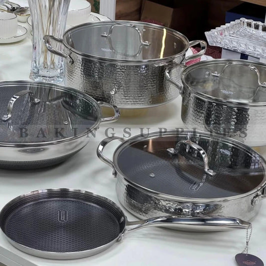 Imported 9PCS Laser Coated Honeycomb Stainless Steel Cookware Set (Triply 18/10)