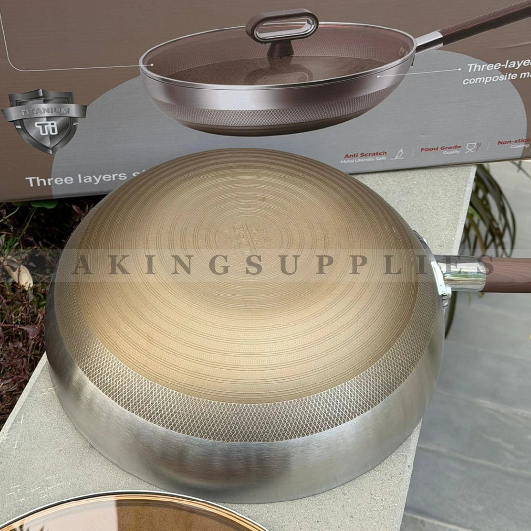 Imported Laser Coated Deep Karahi 32cm with Glass Lid