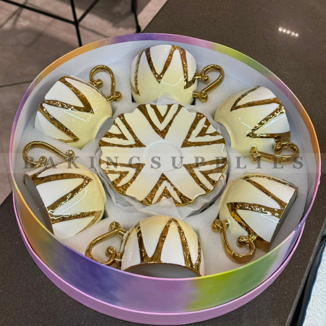 Luxury 12 Piece Gold Accent Cup & Saucer Set