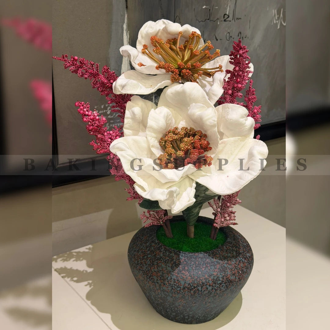 Artificial Magnolia Flower in Ceramic Pot