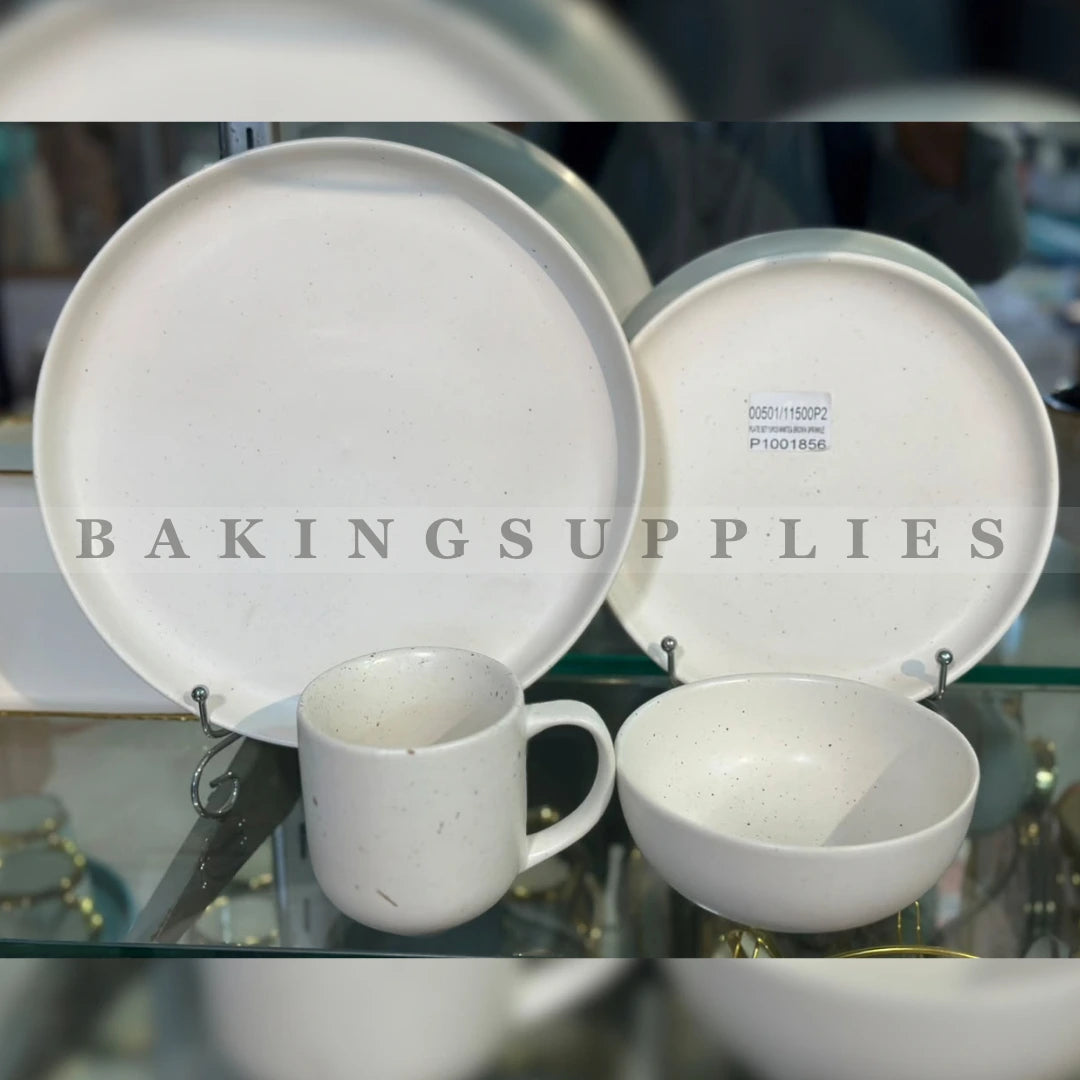 Ivory Speckled Ceramic Dinner Set 16 Pieces for 4
