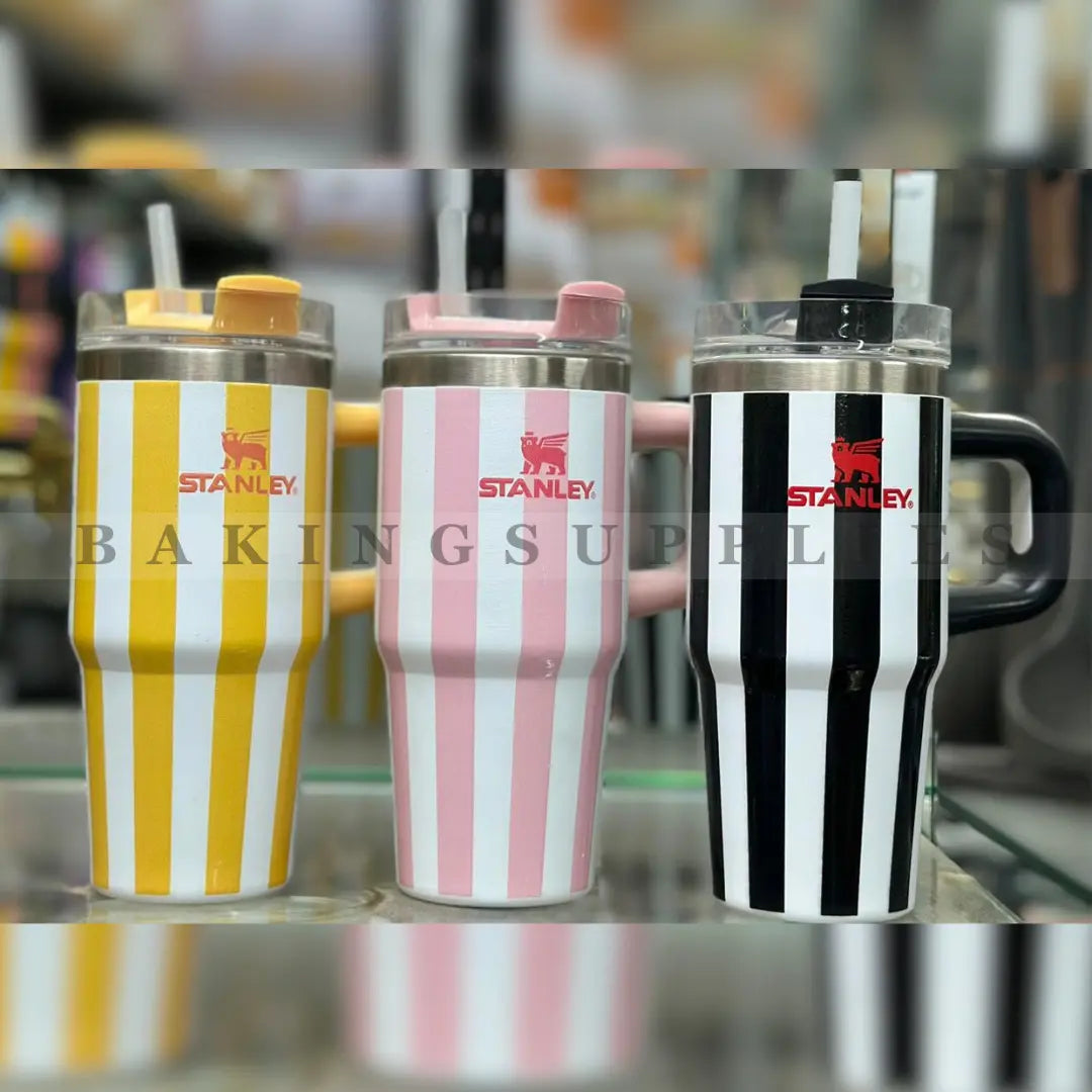Kids Striped Insulated Tumbler with Handle & Straw