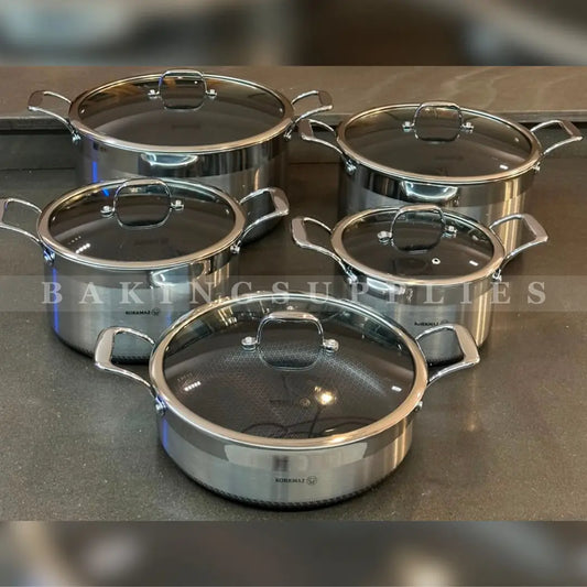 Korkmaz 10 Piece Honeycomb Stainless Steel Cookware Set
