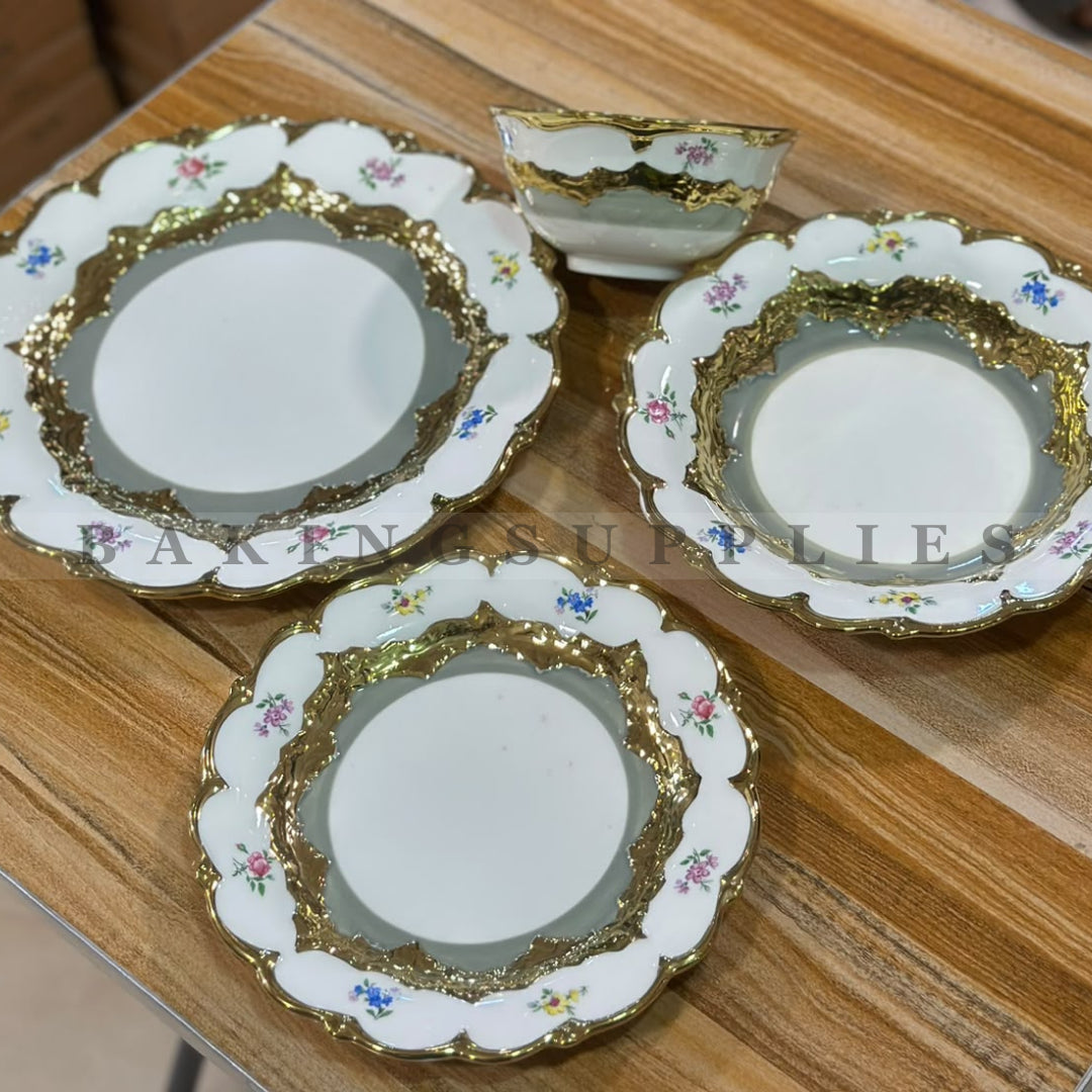 Floral Gold Rim Dinner Set 24 Pieces