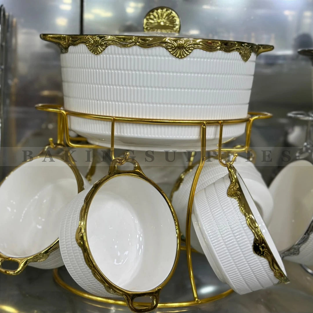 Luxury Ceramic Soup Set 8 Pieces with Stand
