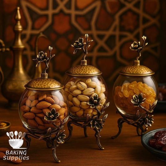 Luxury Glass Storage Jar with Gold Detail & Marble Lid