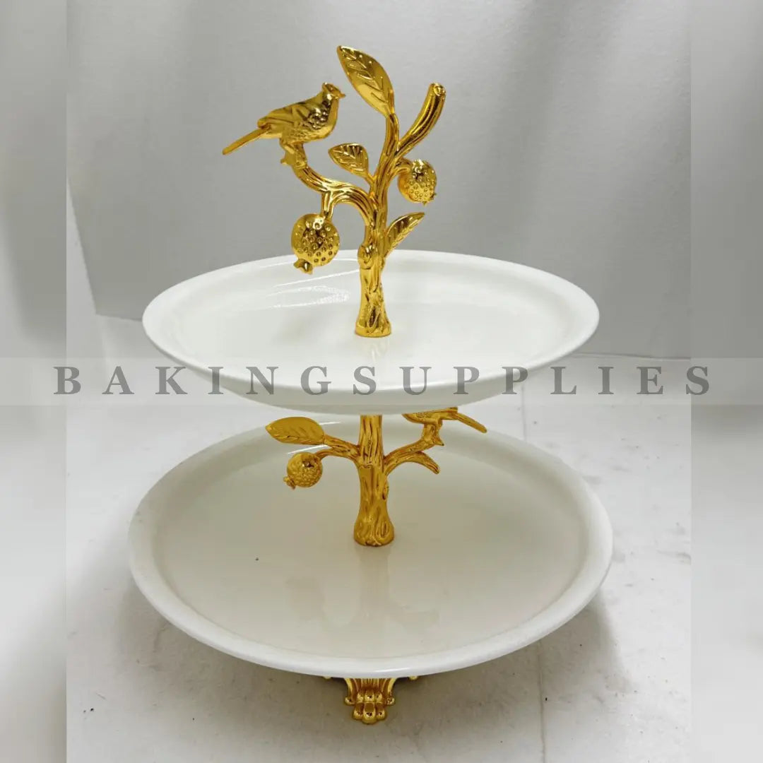 Luxury Gold Bird Tree Tiered Serving Stand