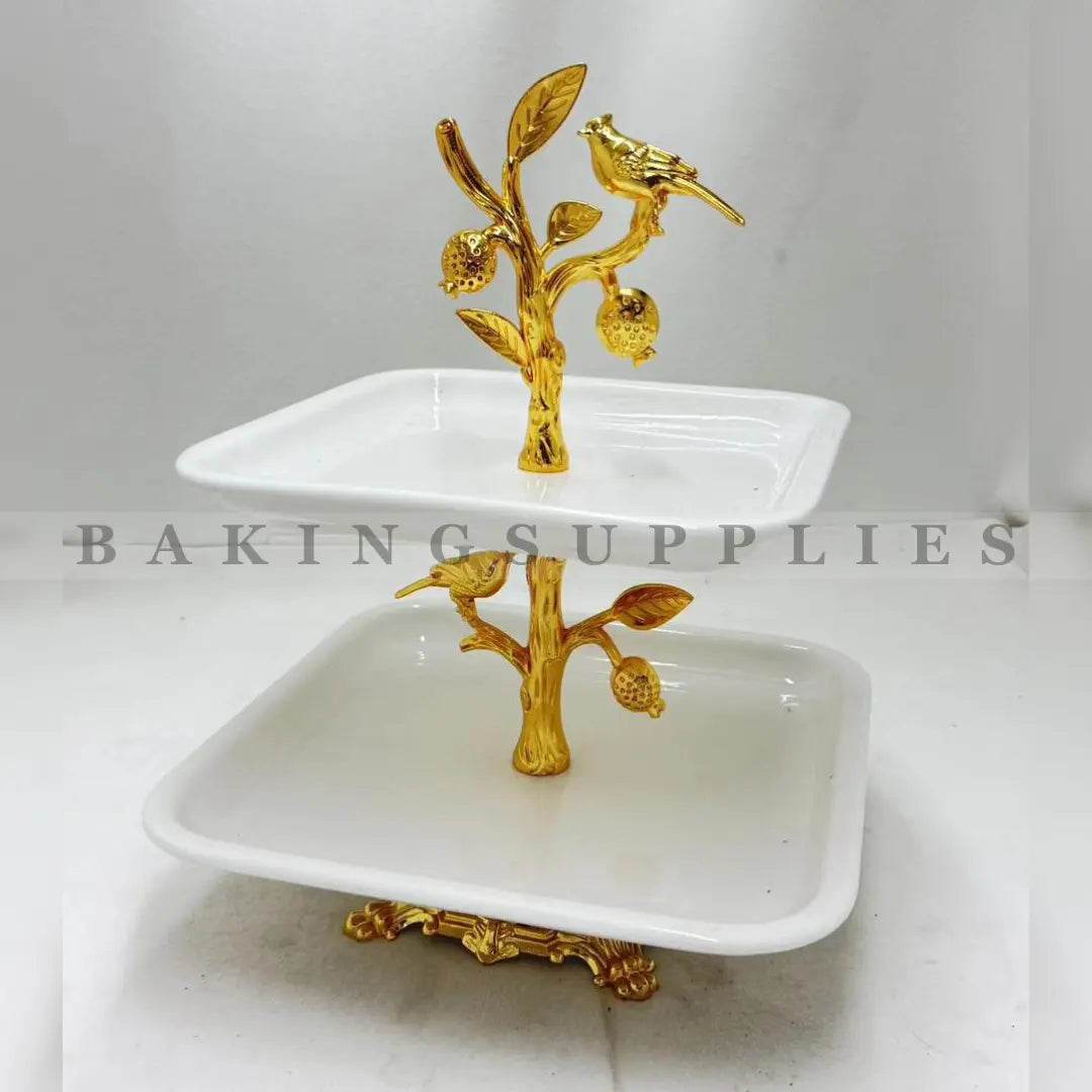 Luxury Gold Bird Tree Tiered Serving Stand