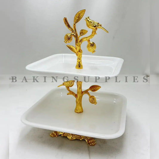 Luxury Gold Bird Tree Tiered Serving Stand