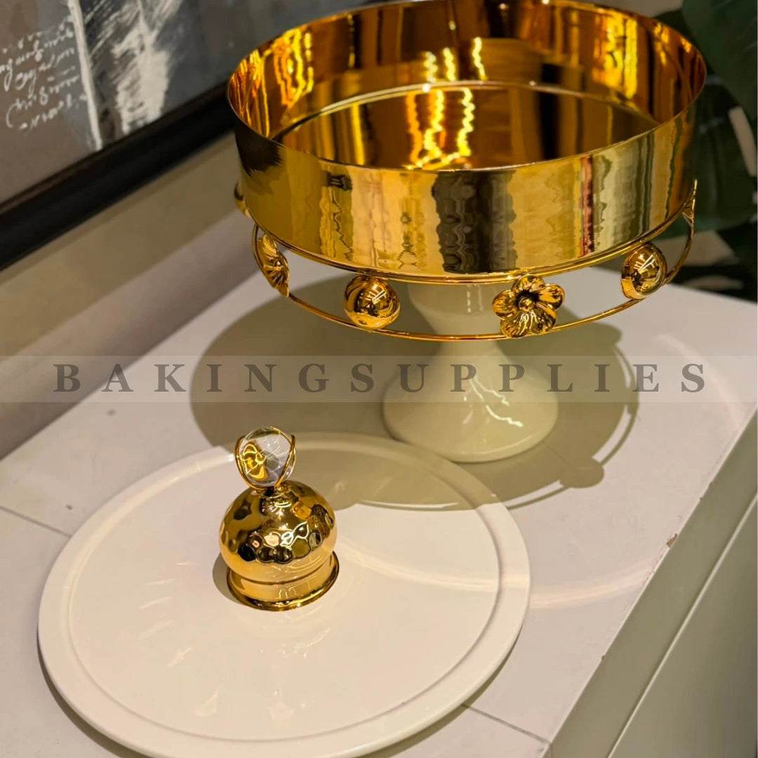 Luxury Gold Metal Platter with Lid