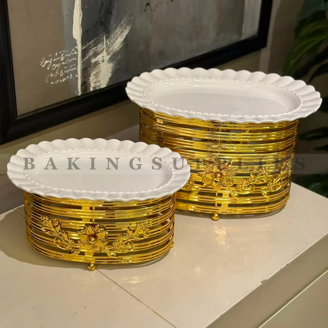 Luxury Gold Metal Serving Platter with Removable Tray
