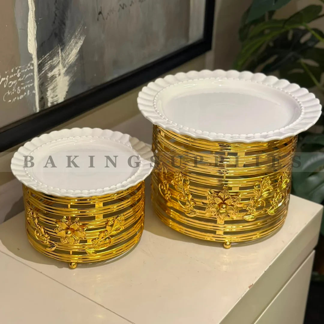 Luxury Gold Metal Serving Platter with Removable Tray