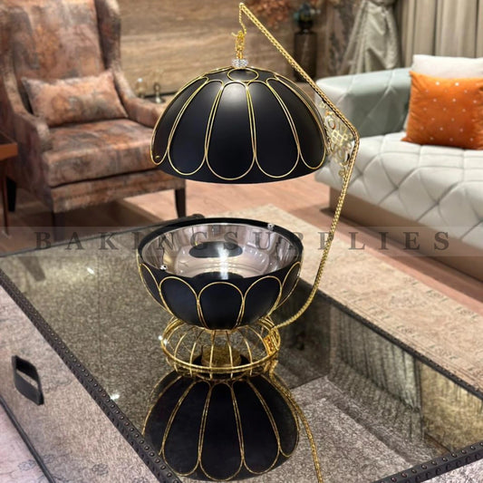 Luxury Metal Buffet Dish 8 Litre Black Gold