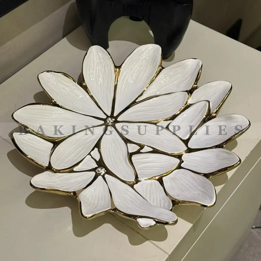 Luxury Porcelain Floral Serving Platter with Gold Edging