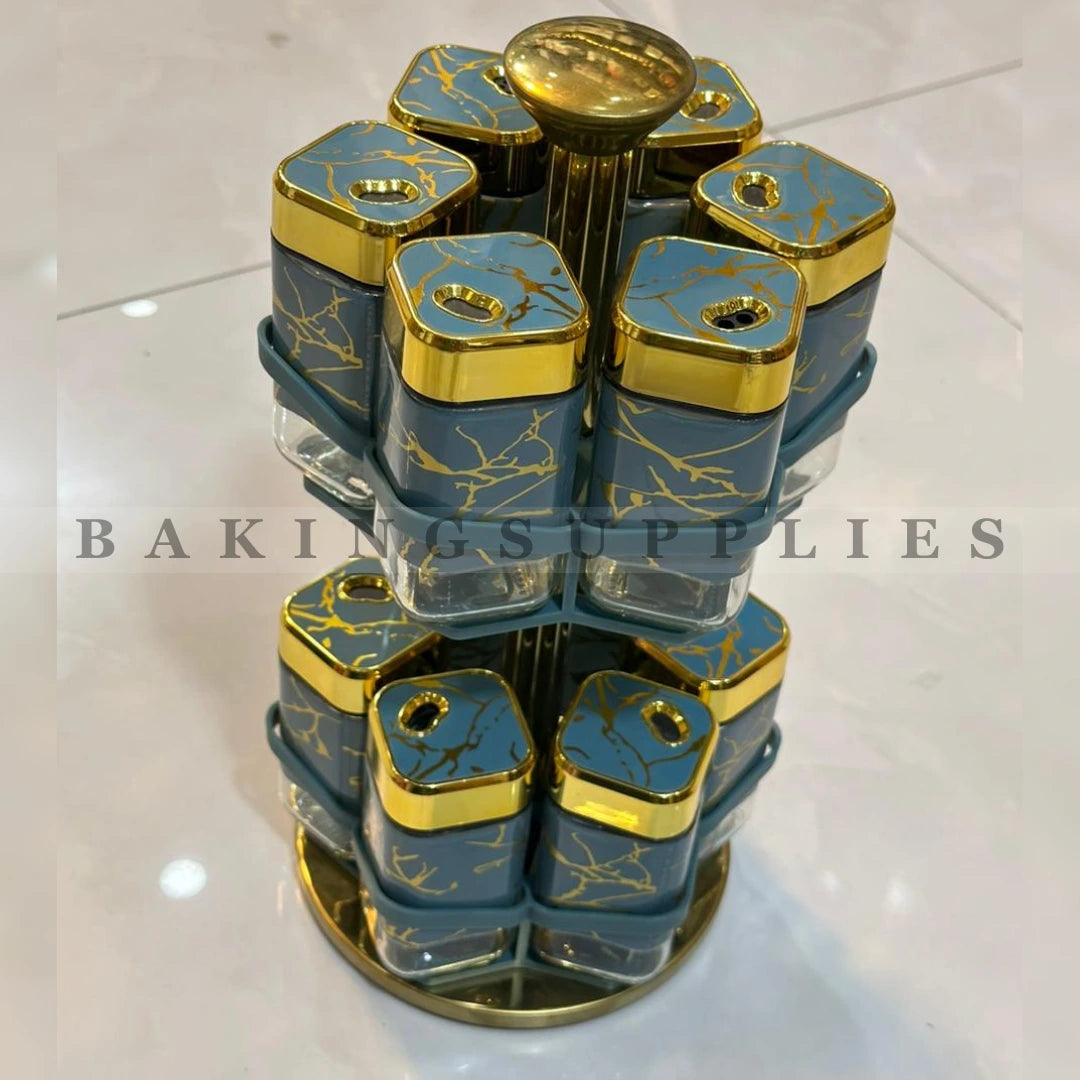 Luxury Rotating Spice Jar Set with Stand – 360° Kitchen Organizer with Glass Containers