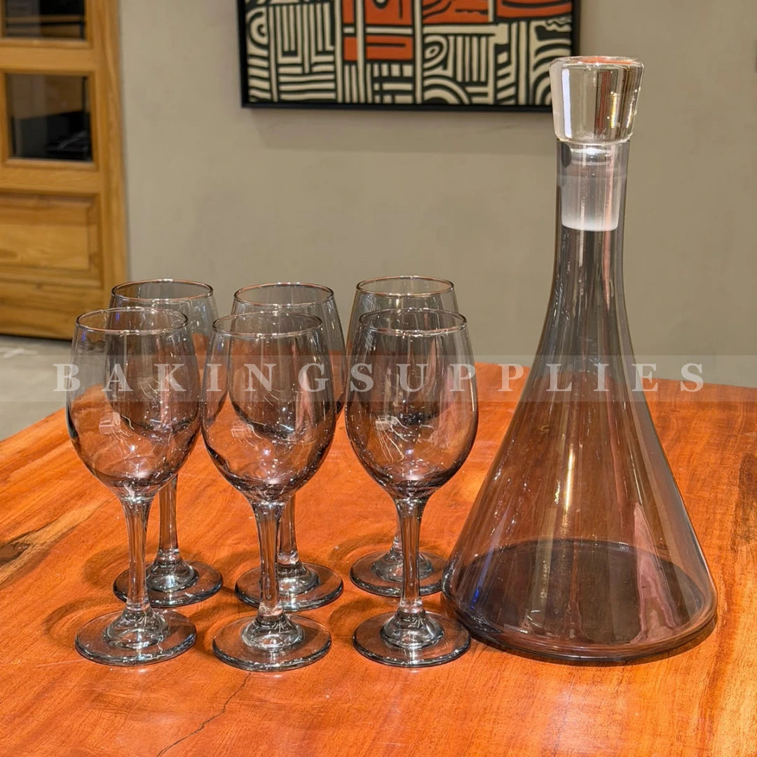 Luxury Smoke Grey Glass Water Set 7 Pieces