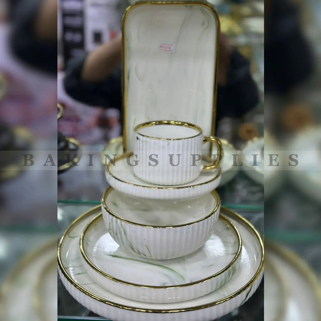 Marble Ceramic Dinner Set 32 Pieces for 6 Persons
