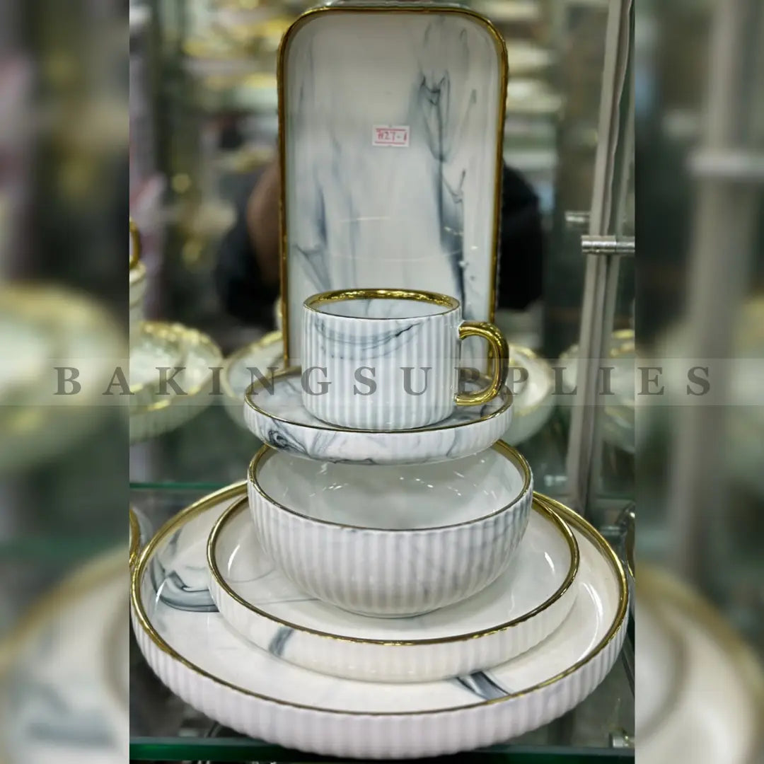 Marble Ceramic Dinner Set 32 Pieces for 6 Persons