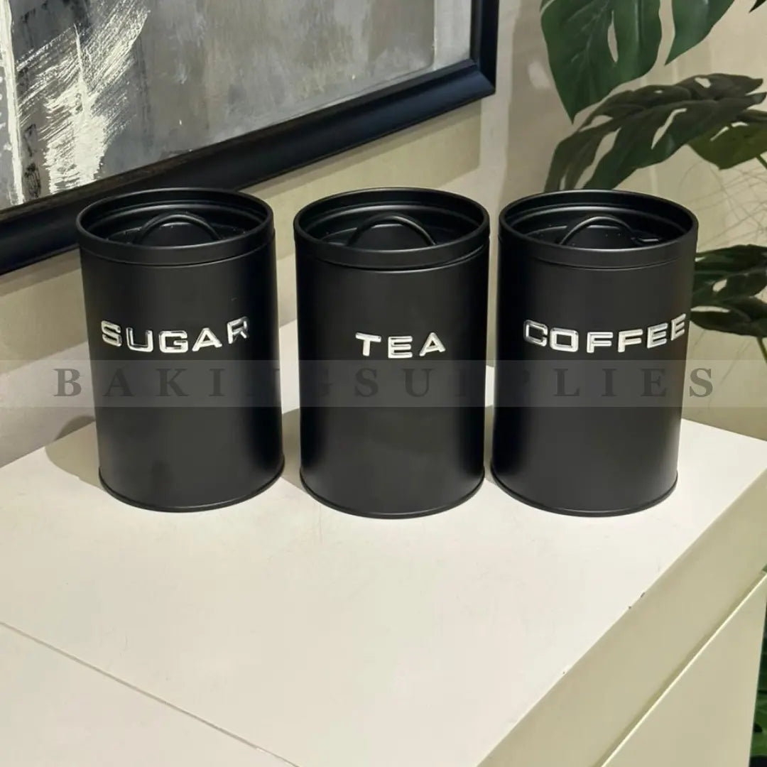 Matte Finish Metal Kitchen Storage Jars Set of 3