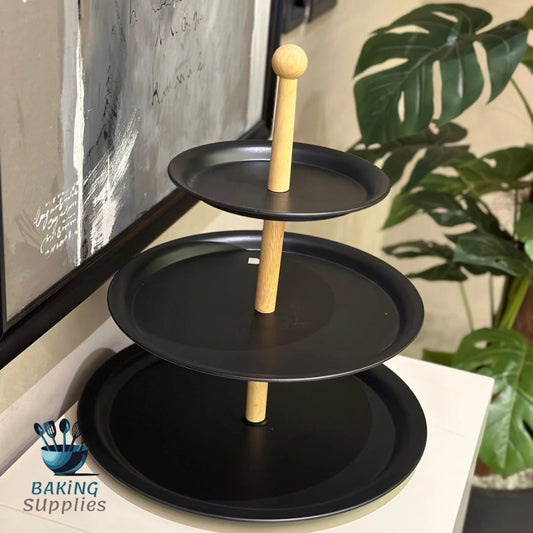 Matte Black 3-Tier Metal Pastry Stand