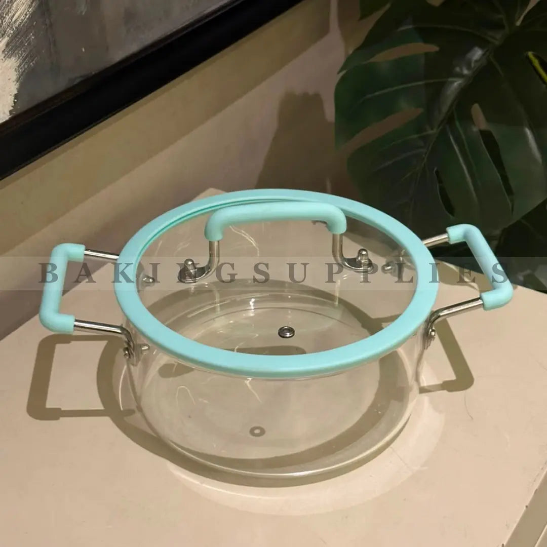 Heat Resistant Glass Handi with Lid and Rubber Handles