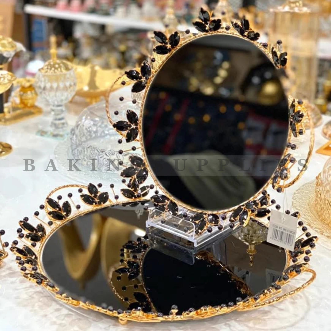 Mirrored Metal Decorative Platter Set of 2