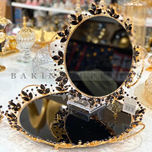 Mirrored Metal Decorative Platter Set of 2
