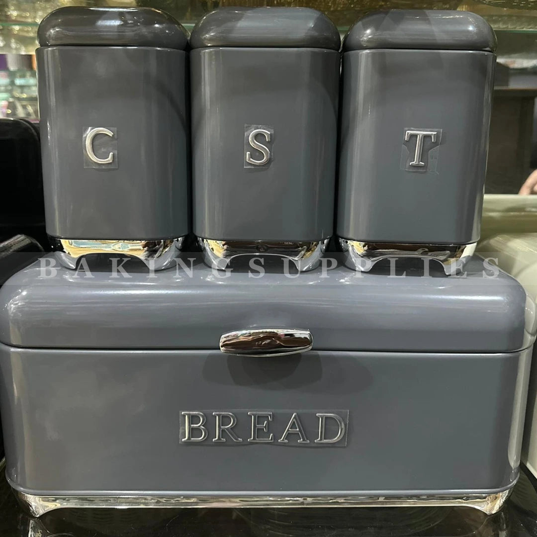 Coffee Tea Sugar Jars with Bread Box Set - 4 Piece Kitchen Storage Canister Set