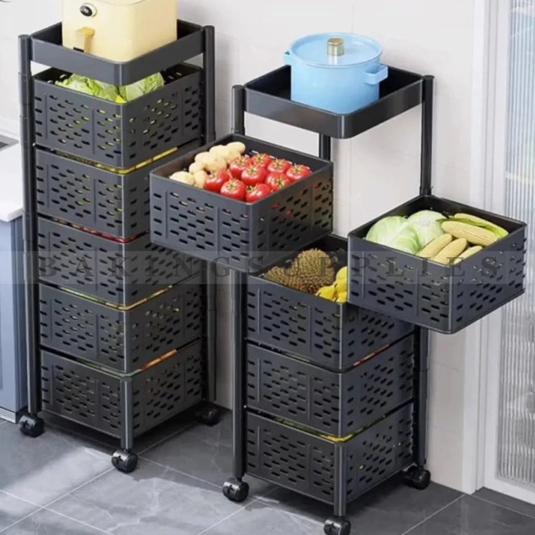Multi-Tier Metal Storage Stand with Baskets